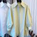 Women's Oversized Long Sleeve Shirt - Loose Fit Blouse With Pointed Collar & Puff Sleeves (White/Green/Black, Spring)_ecoleips.com