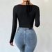 Voya Women's 2026 Autumn And Winter New Sexy Hollow Out Strap Slim Fit Short Knitted Long Sleeved T-shirt Top_ecoleips.com