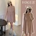 Autumn New Korean Fashion Doll Collar Sweet Loose Maternity Dress_ecoleips.com
