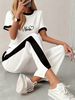 Women's Summer Fashion Letter Print Two Piece Set European American Style 8002 Print Spring/Autumn Collection_ecoleips.com