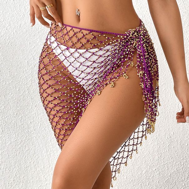 Women's Clothing Hand Crocheted Beaded Shawl Bikini Outer Wear Sexy Triangle Scarf Shawl Gauze Beach_ecoleips.com