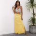 Boho Beach Wrap Skirt With Tassel Trim – Flowy Asymmetrical Maxi Skirt For Women, One-Piece Design, Adjustable Tie Waist, Versatile Summer Outfit_ecoleips.com