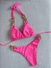 Women's Clothing Sexy Bikini Swimsuit With Large Gold Chain Accessories And Straps, Solid Color Two Piece Swimsuit_ecoleips.com