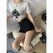 2025s Trendy Girl Denim Shorts Women Ins Spring 2025 New High Waist Slimming Black Tight Elastic Bodycon Hot Pants_ecoleips.com