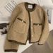 Elegant Faux Shearling Coat Women's Winter Short Jacket Soft Fleece Lined Outerwear Loose Fit Round Neck Casual Blouse_ecoleips.com