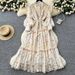 Elegant Lace Trim Empire Waist Floral Embroidered Maxi Dress – French Inspired A-Line Boho Chic Long Sleeve Gown For Women_ecoleips.com