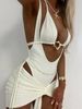 New Women's Irregular Metal Buckle Lace Up Three Piece Bikini Swimsuit_ecoleips.com