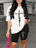 Summer Women's Casual Fashion Cross Faith Graphic Print Loose T-shirt Shorts Two-piece Set Summer Sportswear Suitable For Daily Wear-160_ecoleips.com