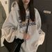American-style Women's Sweatshirt For Spring And Autumn, Trendy Brand, Loose Fit, Vintage Letter Print, Hooded, Hong_ecoleips.com