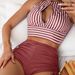 Women's Clothing Two Piece Swimsuit Provides Comfort And Style For Various Aquatic Activities Tight Fitting Striped Sexy Bikini_ecoleips.com