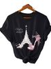 European And American Cross-border Foreign Trade Clothing: High-heeled Shoes, Round-neck Printed Women's Short-sleeve_ecoleips.com