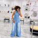 Summer New Women's Clothing European And American Style Lapel Halter Neck Single Breasted Backless Denim Jumpsuit Trousers_ecoleips.com