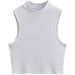 Summer Retro High Neck Vest for Women Stretchy Slim Fit Short Cropped Sleeveless Sports Top European American Style_ecoleips.com