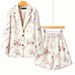 Petite Women's Hazy Blue Korean Style Suit And Shorts Set Relaxed Casual Versatile Slimming Two Piece Set_ecoleips.com