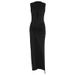 Women's Summer New Arrival Sexy Deep V Halter Dress Ruched Bodycon Side Slit Evening Party Holiday Dress_ecoleips.com