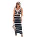 Fashion Striped Knitted Vest Top High Waist Color-Block Skirt Two-Piece Set For Women_ecoleips.com