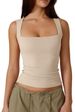 Women's Clothing Street Hot Girl Style Fashion Square Collar Basic Slim Sleeveless Vest Female Bottoming Shirt_ecoleips.com