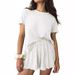 European American Summer Women's Soft Pajamas Ribbed Knit Ruffled Short-sleeve Home Casual Top And Shorts Set_ecoleips.com