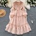 Women's Clothing Floral Lantern Sleeve Dress For Women Spring Hollow Hook Flower V Neck Design Light Luxury Temperament Long Dress_ecoleips.com