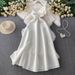 Elegant Off-Shoulder Bow Dress – A-Line Cocktail Gown With 3D Floral Details For Banquet & Evening Wear_ecoleips.com