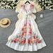 Floral Maxi Dress – Deep V-Neck & Peasant Sleeves With Button Detail (Print 1/Print 2) – Elegant A-Line Dress For Resort & Garden Parties_ecoleips.com