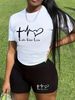 Summer Women's Casual Fashion Graphic Letter Print Loose T-shirt+shorts Two-piece Sportswear Suitable For Daily Wear-66_ecoleips.com