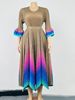 Women's Plus Size Dress Elegant V Neck Gradient Color Long Dress For Autumn Stylish_ecoleips.com