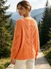 Women Cable Hollow Knit Sweater, Loose Long Sleeve Jumper Lightweight Breathable Eyelet Knit Top With Soft Skin Touch_ecoleips.com