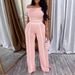 Women's Clothing Fashion Elegant Oblique Shoulder Short Sleeve Slim Straight Trousers Casual Solid Color Suit_ecoleips.com