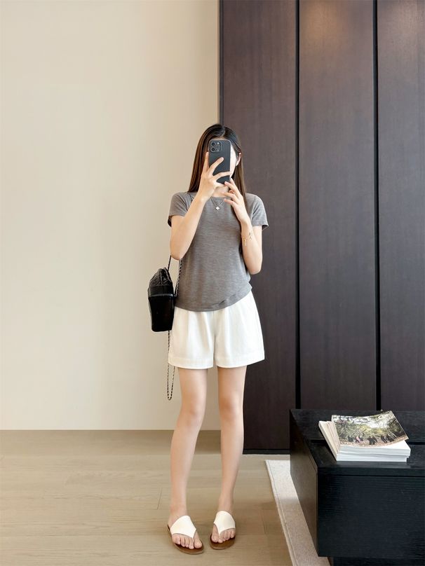 Suitable For All Seasons A295212Cotton Women's Tencel Linen Pants Loose Casual High Waist A-line Bermuda Wide-leg Suit Shorts For Women_ecoleips.com