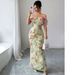 Women's Elegant Floral Print Off-Shoulder Long Dress Bodycon Style New Arrival_ecoleips.com
