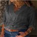 Aria Basics Aria Basics Early Autumn New Women's Casual Shirt V-neck Long Sleeve Solid Color Top_ecoleips.com