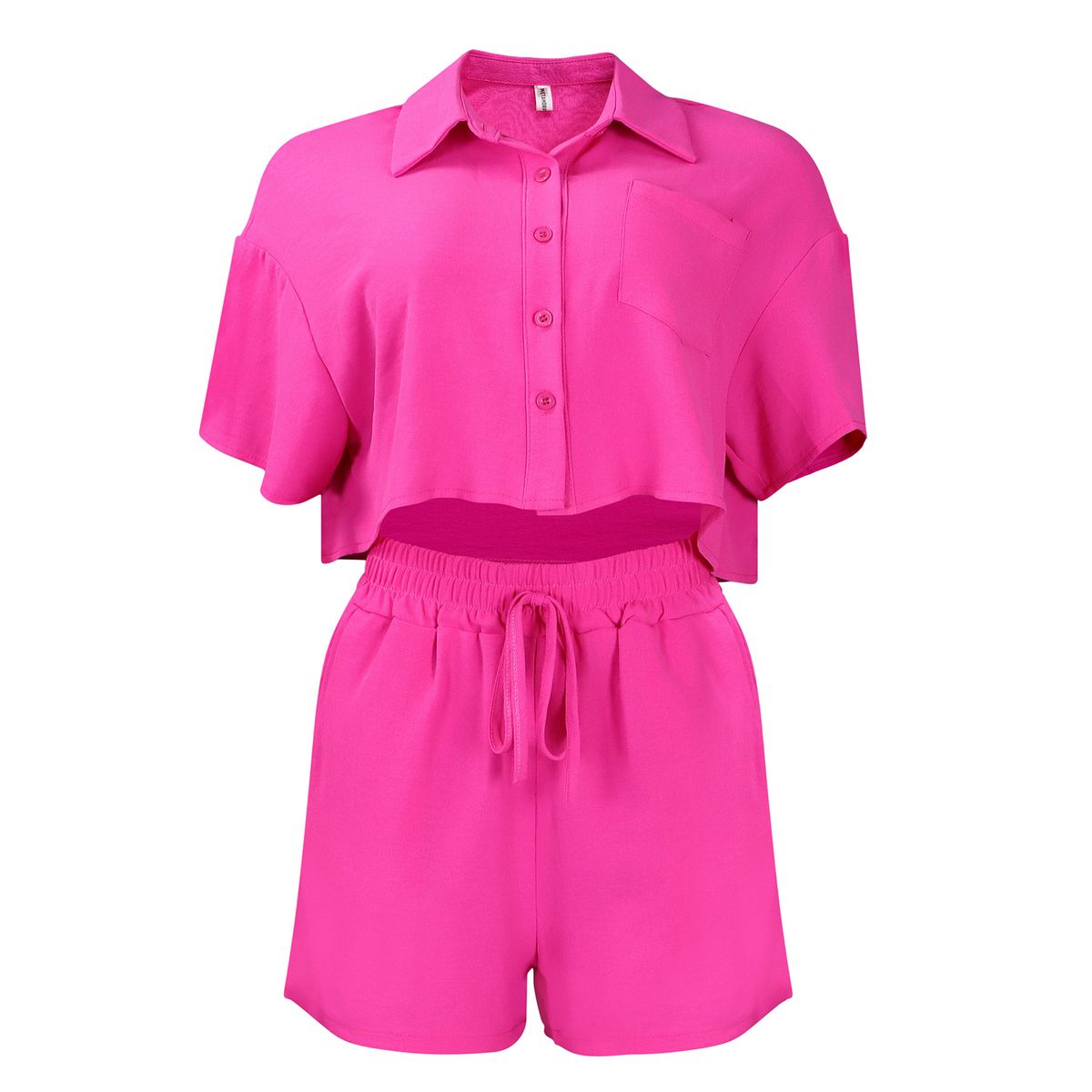 Women's Clothing Summer New Casual Lapel Short Sleeved Shirt Shorts Fashionable Uit_ecoleips.com