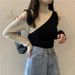 Purely Desirable Half-high Collar Color-blocked Base Shirt, New Spring Korean-style Trendy Niche Slim-fit Knit Top With_ecoleips.com