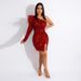 Women's Clothing sexy one-shoulder sequined slit-covered butt-shaping dress_ecoleips.com