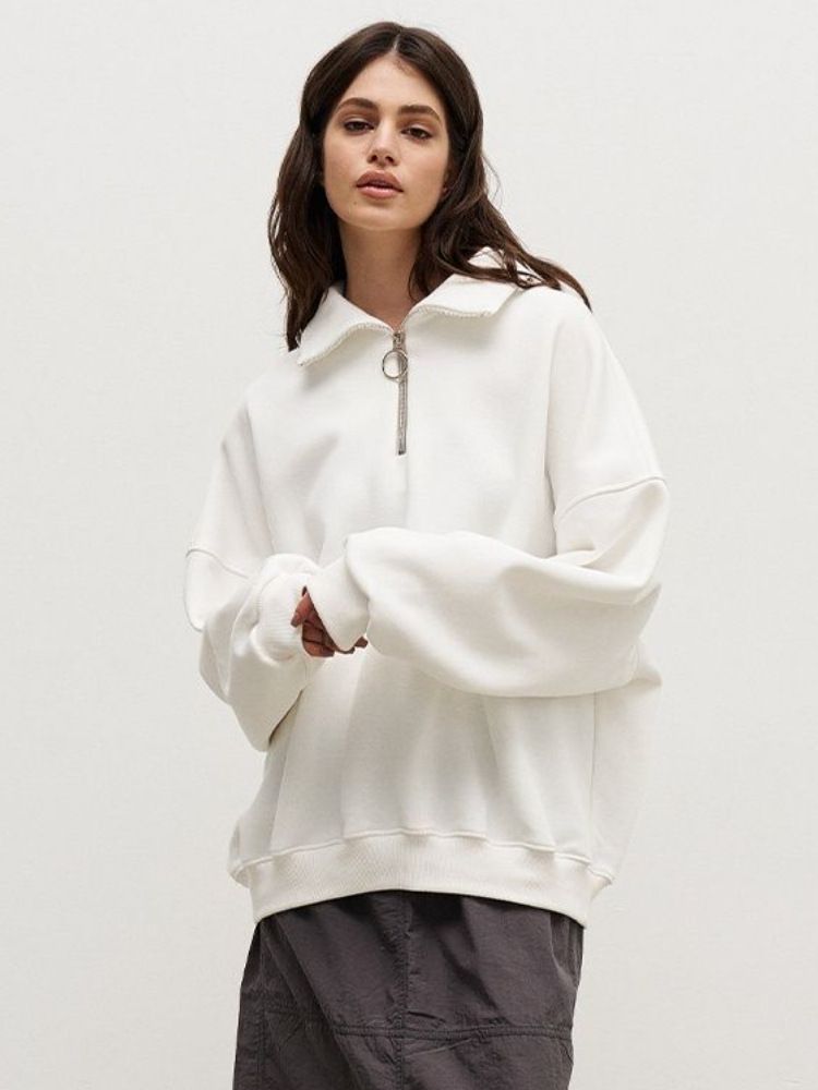 Unisex Oversized Fleece Hoodie Zip-Up Soft Brushed Interior Vintage Streetwear Style for Fall Winter Women's Clothing_ecoleips.com