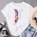 Summer Feather Geometric Pattern Plus-size Women's T-shirt, White Round-neck Base Shirt, Short-sleeve T-shirt For Women_ecoleips.com