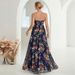 Women's Printed chiffon tube top elegant evening dress prom dress party dress bridesmaid dress autumn and winter _ecoleips.com