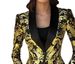 Women's Printed Blazer Jacket – Slim-Fit Long Sleeve Professional Top (Black/White/Yellow, S-XL)_ecoleips.com