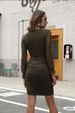Women's V Neck Long Sleeve Fashion Dress Early Spring European And American Style Fitted Dress_ecoleips.com