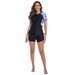 Women's Short-Sleeved Zipper Swimsuit Snorkeling Surfing Suit Tight Fitting Boxer Briefs Printed Jellyfish Design_ecoleips.com
