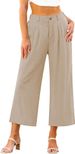 Suitable For All Seasons Women's Wide-Leg High-Waisted Linen Flowing Capri Pants Casual Versatile Slimming_ecoleips.com