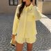 DiYun European American Casual Style Versatile Long-sleeve Shirt And Shorts Two-piece Women's Set 2026 Summer_ecoleips.com