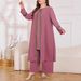 Modest Evening Dress Women's Middle Eastern Traditional Attire Solid Color Sequined Long Sleeved Top With Loose Fitting Trousers Casual Muslim Suit_ecoleips.com