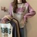 Real Shot Of American-style Color-blocking Round-neck Short Sweatshirt For Women, Spring And Autumn New Popular Fashion_ecoleips.com