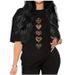 Women's Casual Short Sleeve Round Neck T-Shirt With Heart Print - Summer Fashion Loose Fit Tee For Streetwear & Daily Wear_ecoleips.com