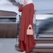 2025 Muslim Solid Color Women's Two-Piece Casual Loose Long Sleeve Wide-Leg Pants Set_ecoleips.com