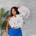 Plus Size Elegant Off-Shoulder Blouse With Ruffled Hem, Stylish Short Top Casual & Chic Long Sleeve Shirt (0XL-5XL, White/Black/Deep Brown)_ecoleips.com