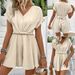 Women's Batwing Knot-Front Jumpsuit – High-Waisted Wide-Leg Shorts Monochromatic Sophisticatio Weekend Ease_ecoleips.com