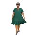Women's Clothing Round Neck Ruffle Loose Large Size Dress_ecoleips.com